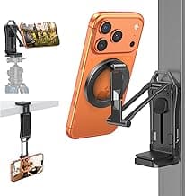 OMOTON TP02-Pro Magnetic Phone Holder for Vlogging, Content Creator Essentials with 1/4" Screw, Arca, Strong Back Magnet for Gym, Adjustabl...