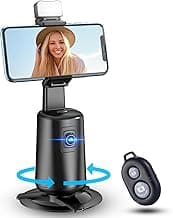 Auto Face Tracking Tripod 360° Rotating Cell Phone Photo and Video Kits Stand, No App, Camera Stand with Remote and Gesture Control, Rechar...
