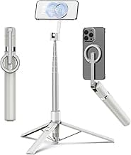 TONEOF 68" Magnetic Selfie Stick Tripod with Aluminum Strong Magnetic Holder for Magsafe, 360° Rotatable Travel Phone Tripod Stand with Met...