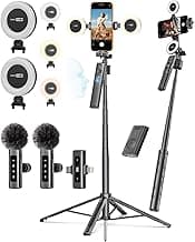 USKEYVISION Vlogging Kit for iPhone&Android,Content Creator Essentials,YouTube Starter Kit w/Wireless Microphone&Remote,68” Auto Face Track...