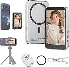 Magnetic Vlog Selfie Monitor Screen for iPhone 17 & Android, 4K Wireless Video Recording with Remote Zoom & Shoot, Content Creator Essentia...